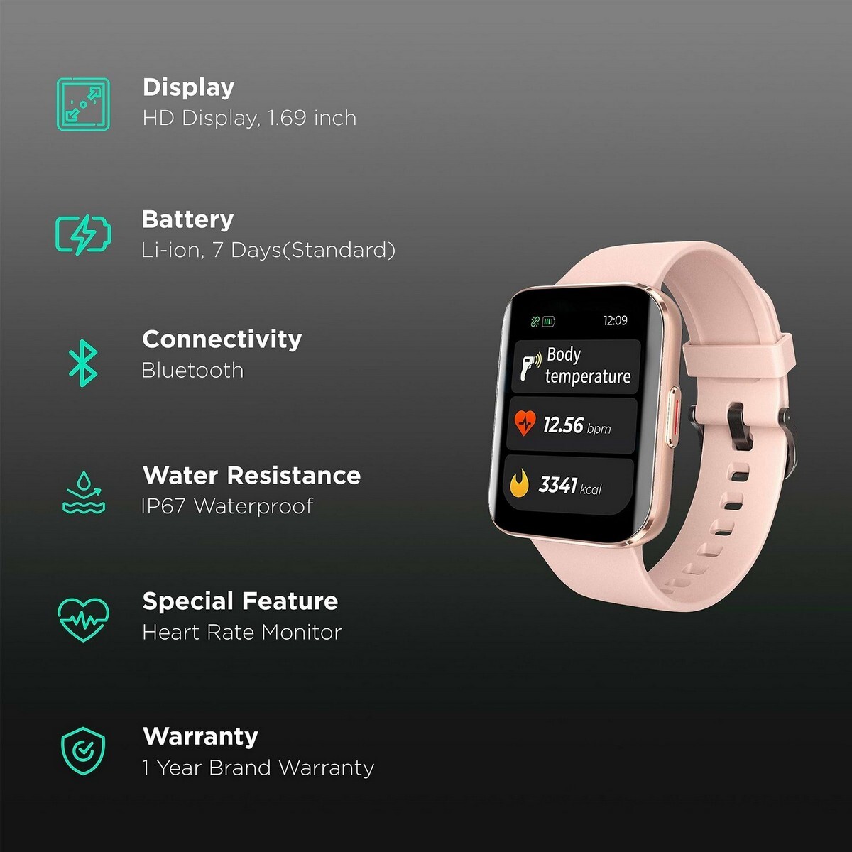 Corseca JUST CORSECA STAYFIT J!VE Smart Watch with Dual Curved Screen and IP67 Water Resistant Rose Gold
