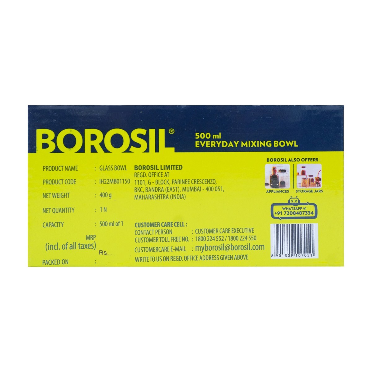 Borosil Mixing Bowl 0.5L - 01150