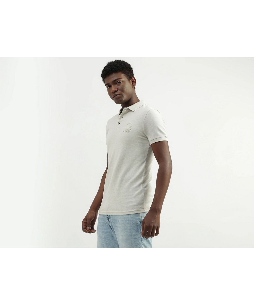United Benetton Mens Regular Fit White Solid T-Shirt