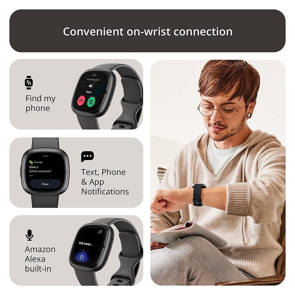 Fitbit Sense 2 Health & Fitness Watch Shadow Grey / Graphite Aluminium