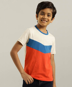 Indian Terrain Boys Regular Fit  Oxyfire Color Block T-shirt