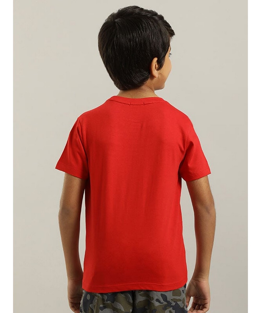 Indian Terrain Boys Regular Fit  Cherry Red Graphic T-shirt