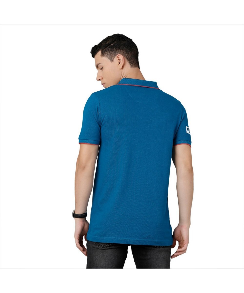 Classic Polo Mens Slim Fit Blue Half Sleeve Printed Round Neck T Shirt