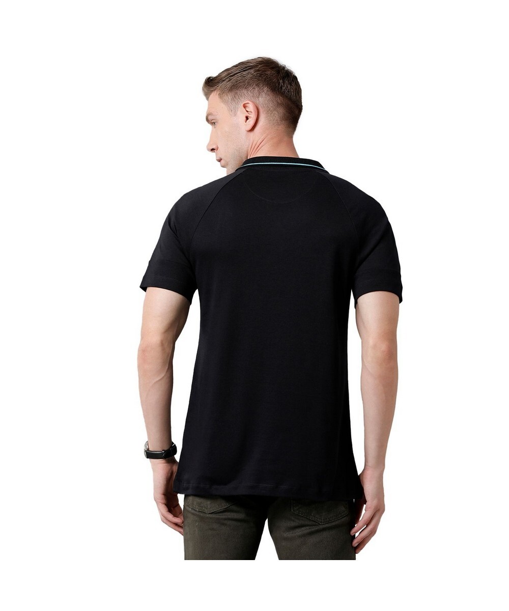 Classic Polo Mens Slim Fit Black Half Sleeve Printed Round Neck T Shirt