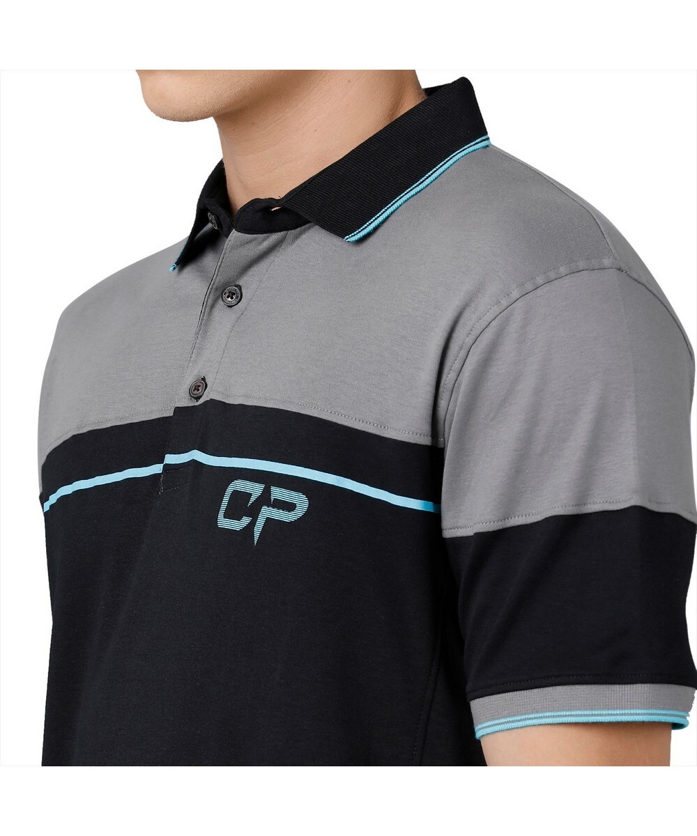 Classic Polo Mens Slim Fit Black  Color Block Round Neck T Shirt
