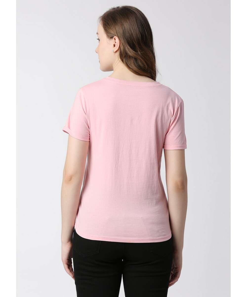 Pepe Ladies Graphic Print Pink Regular Fit T-Shirt