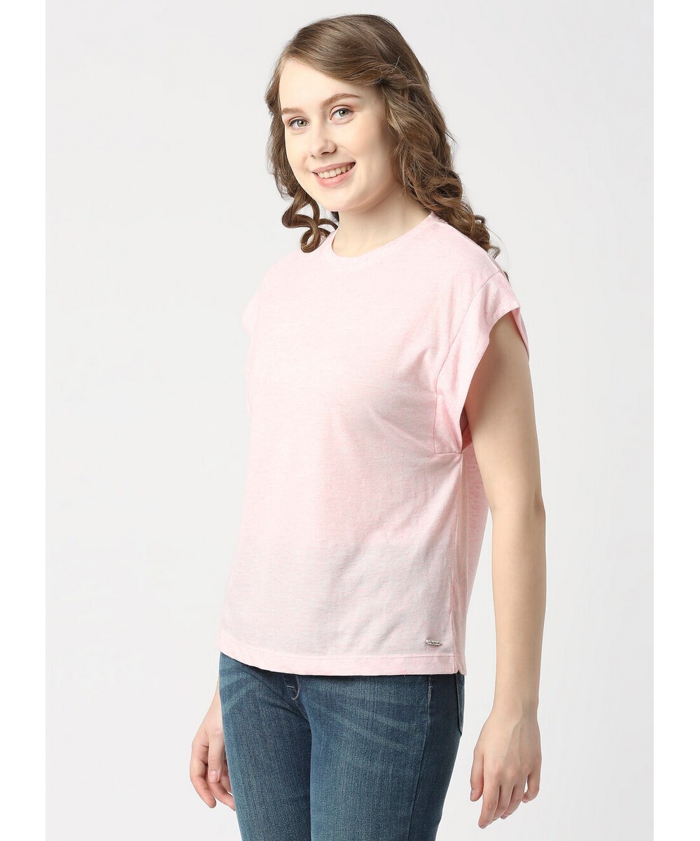 Pepe Ladies Solid Pink Regular Fit T-Shirt