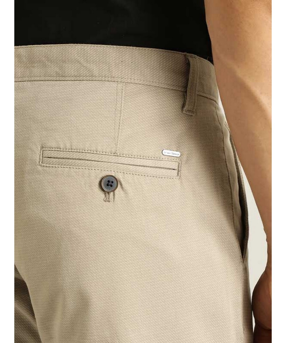 Buy Indian Terrain Mens Brooklyn Fit Khaki Printed Trouser Online ...