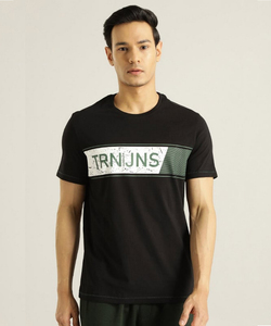 Indian Terrain Mens Regular Fit  Black Graphic T-shirt
