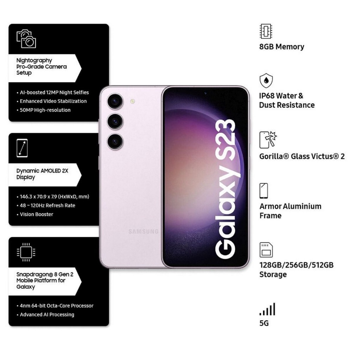 Samsung Galaxy S911 S23 5G 8/256 Storage,Lavender