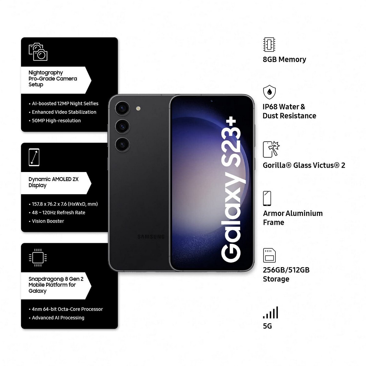 Samsung Galaxy S916 S23+ 5G 8/256GB Black