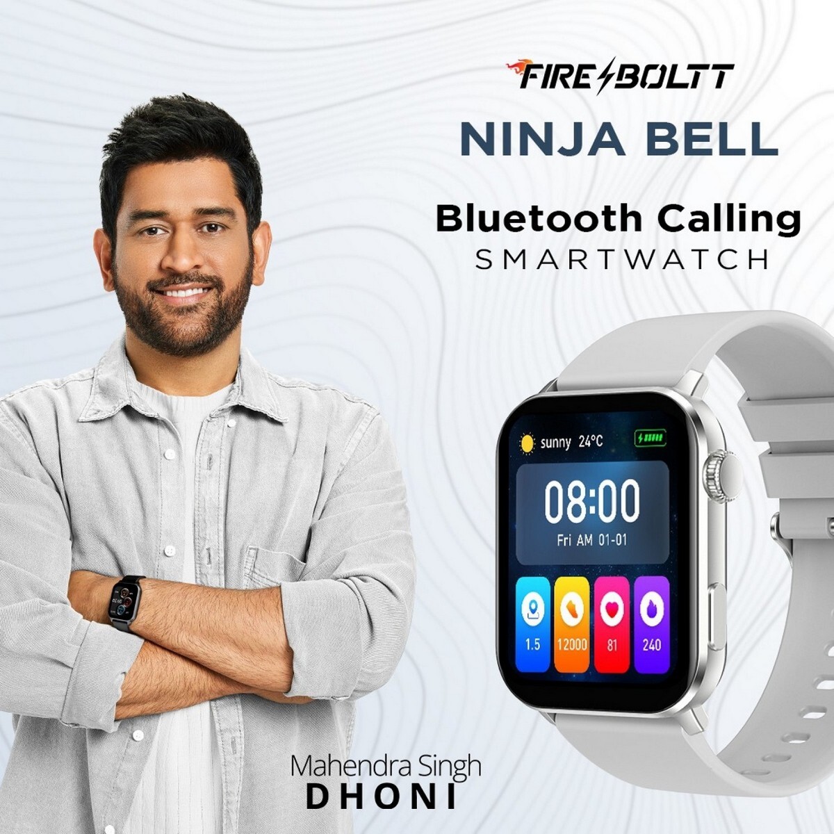 Firebolt Smart Watch Ninja Bell BSW040 Grey