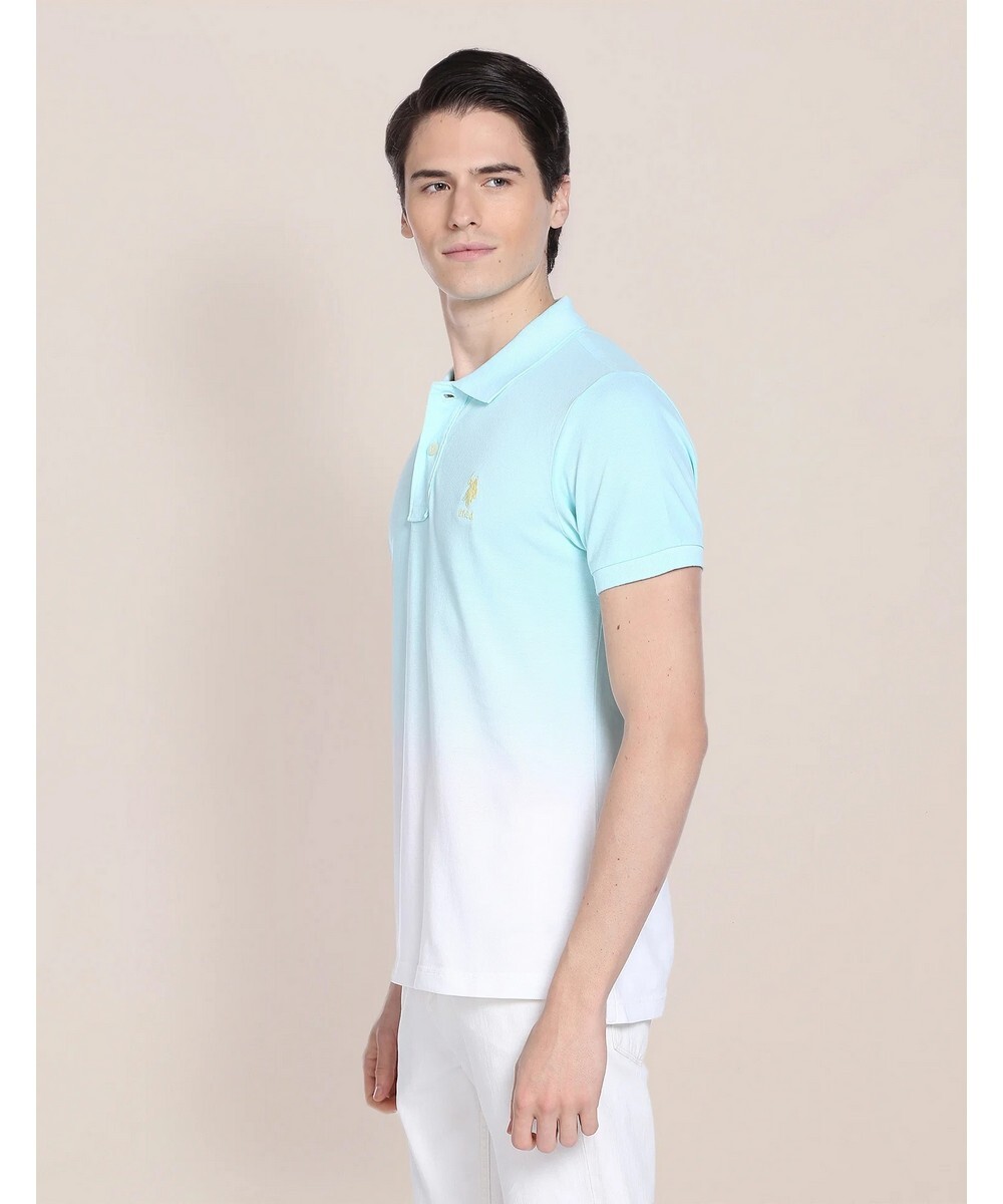 U.S.POLO Mens Muscle Fit  Light Blue Ombre Pattern  T-Shirt