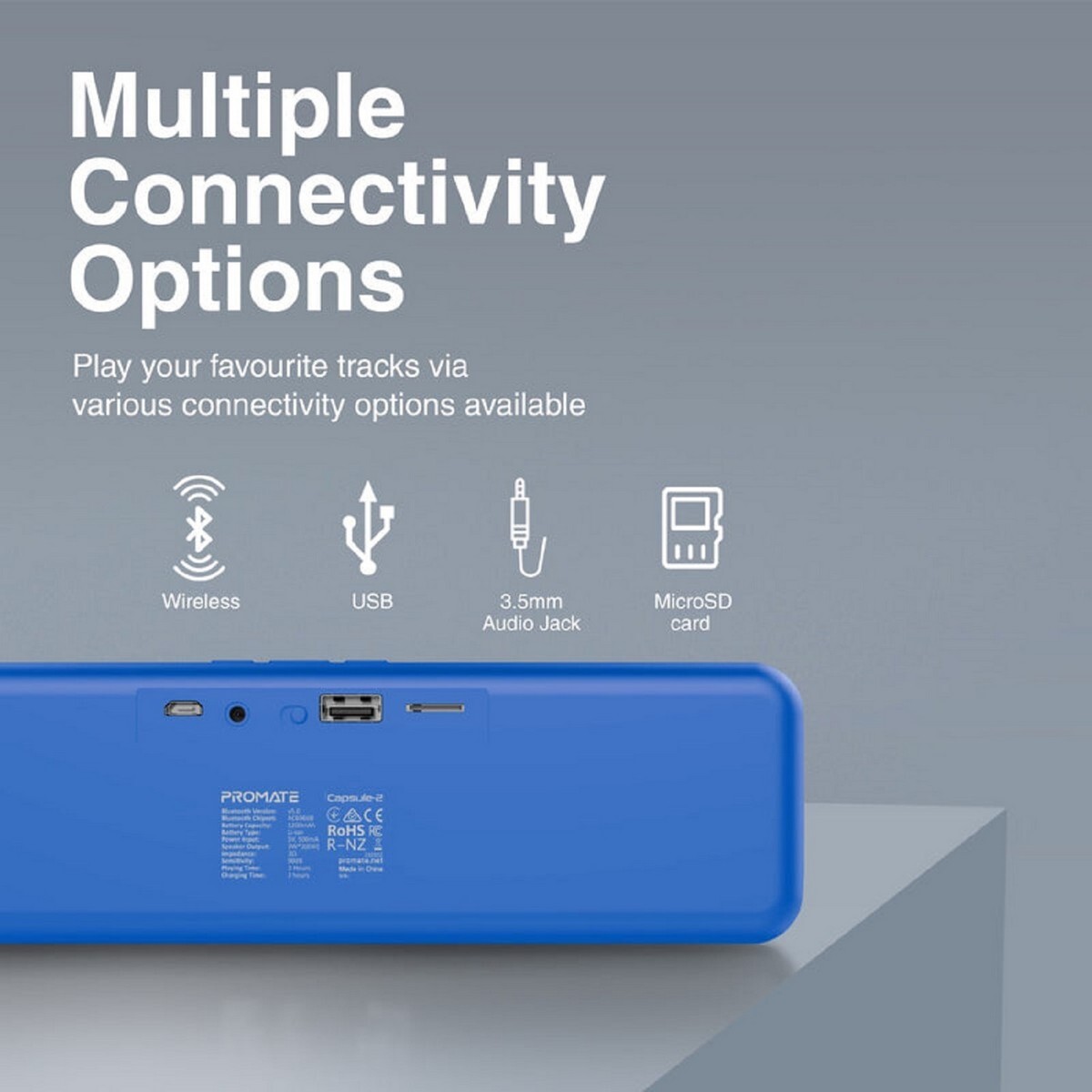 Promate Bluetooth Speaker Capsule2 6W Blue