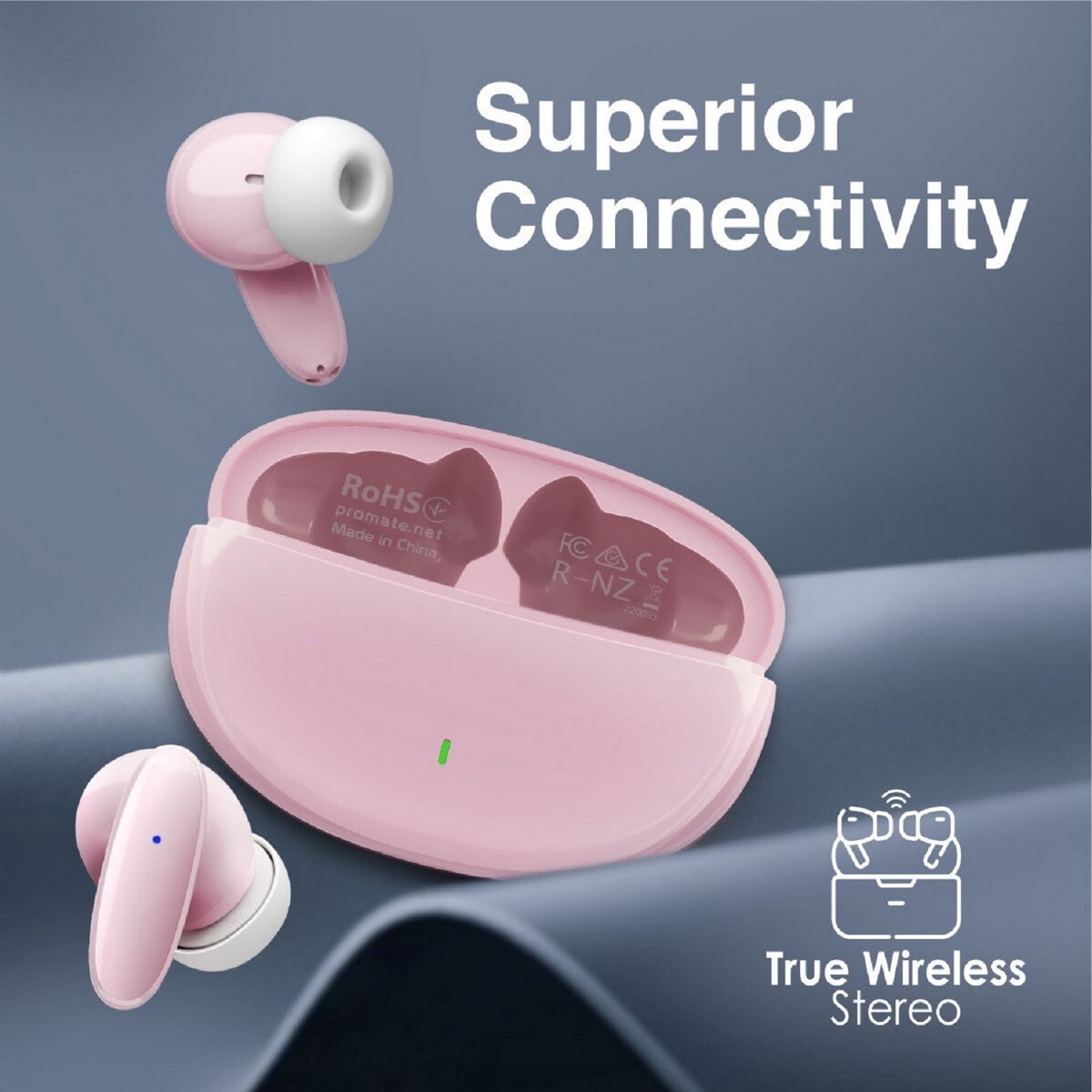 Promate True Wireless EarPods Lush Pink