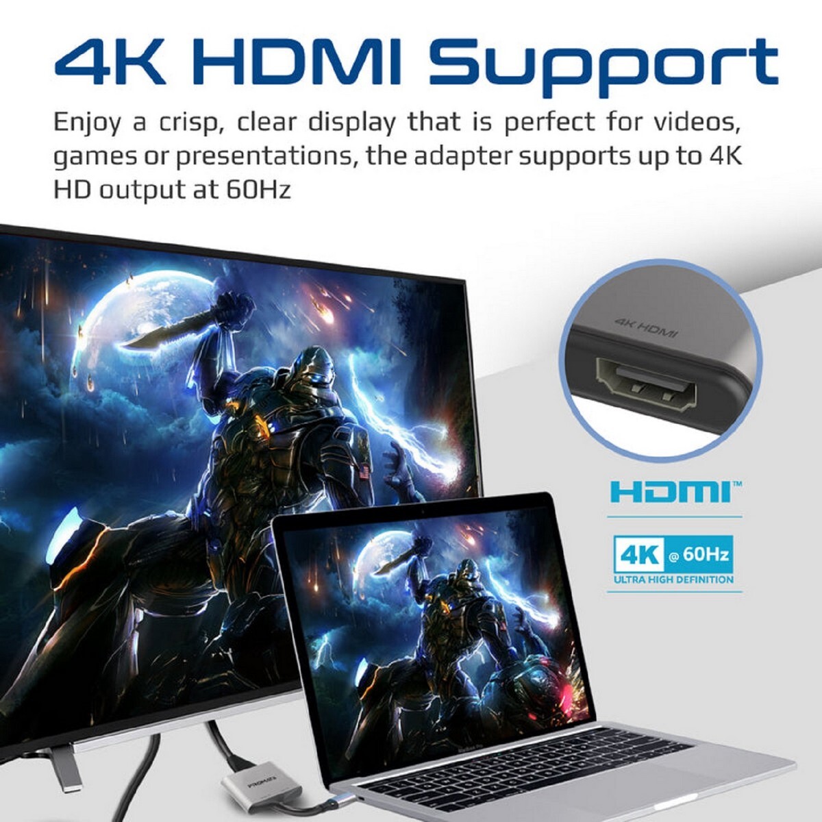 Promate 4K HD USB-C to Dual HDMI Adapter
