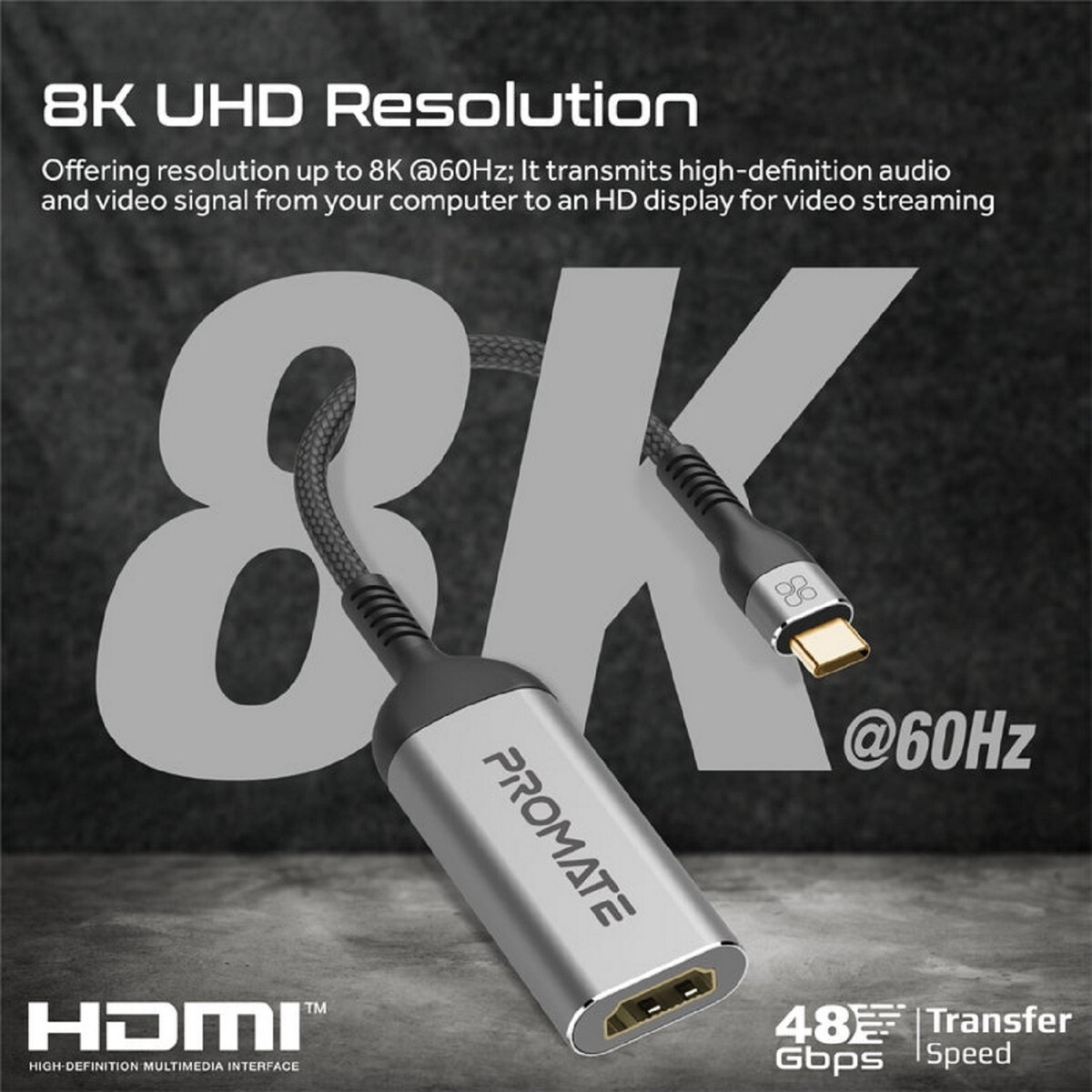 Promate 8K HD USB-C to HDMI Adapter