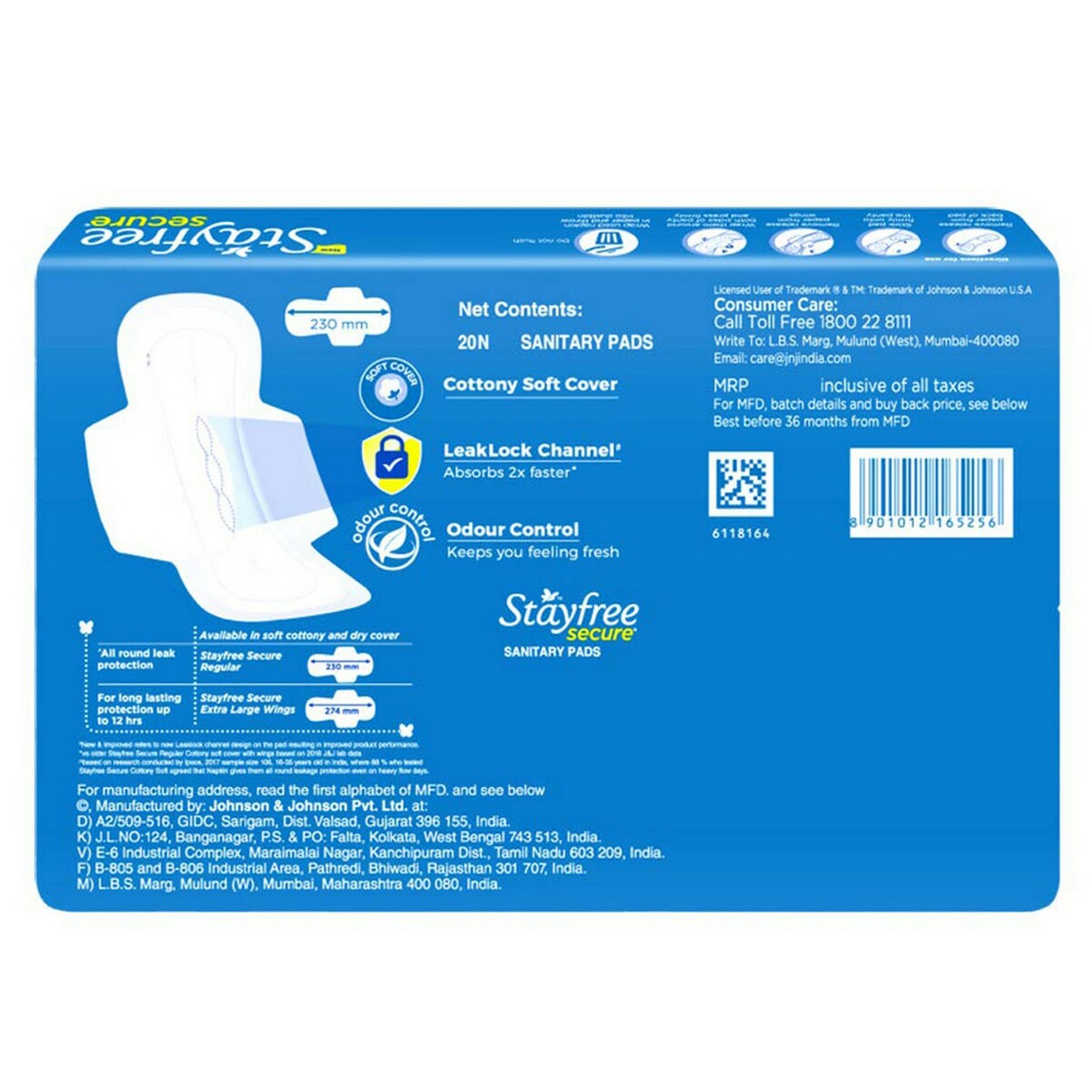 Stayfree Secure Cottony Wings 20's