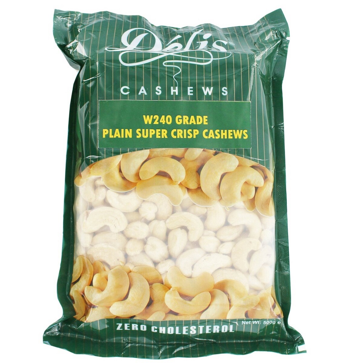 Delis Cashews Plain Super Crisp W 240 Grade 500g