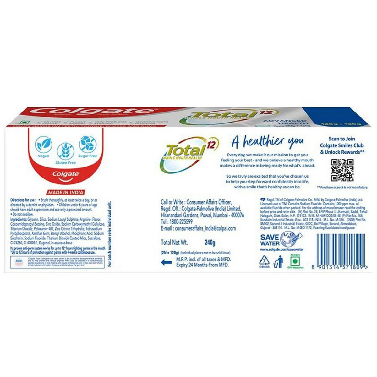 Colgate Toothpaste Total 120g 2's Offer