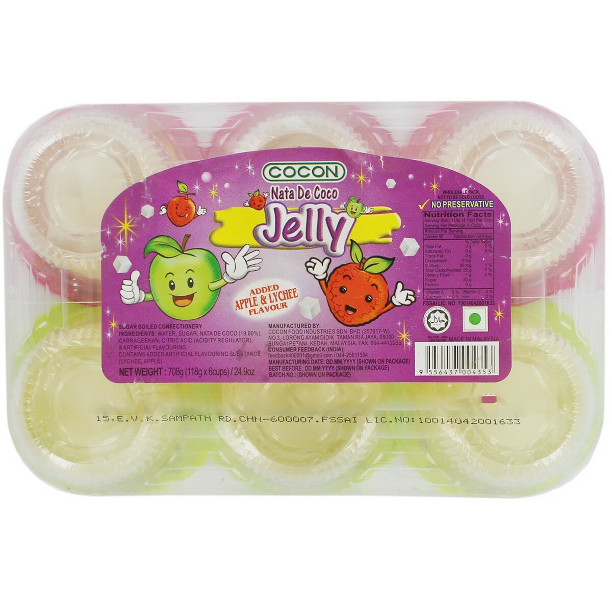 Cocon Fruit Flavoured Jelly 118g 6's