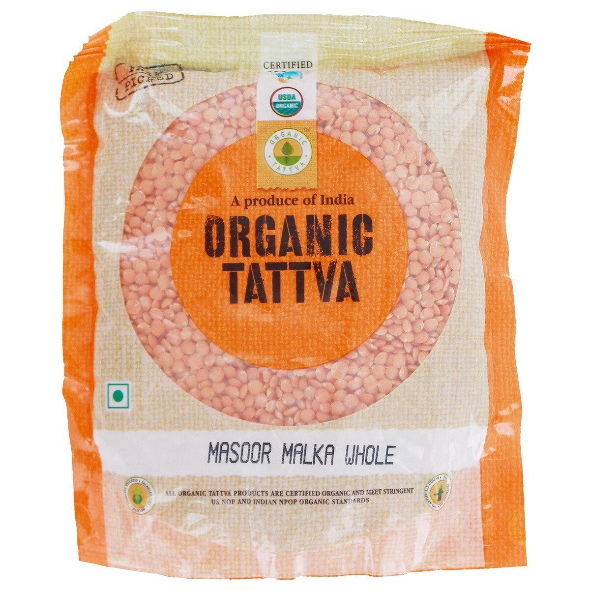 Organic Tattva Organic Masoor Malka Whole 500g