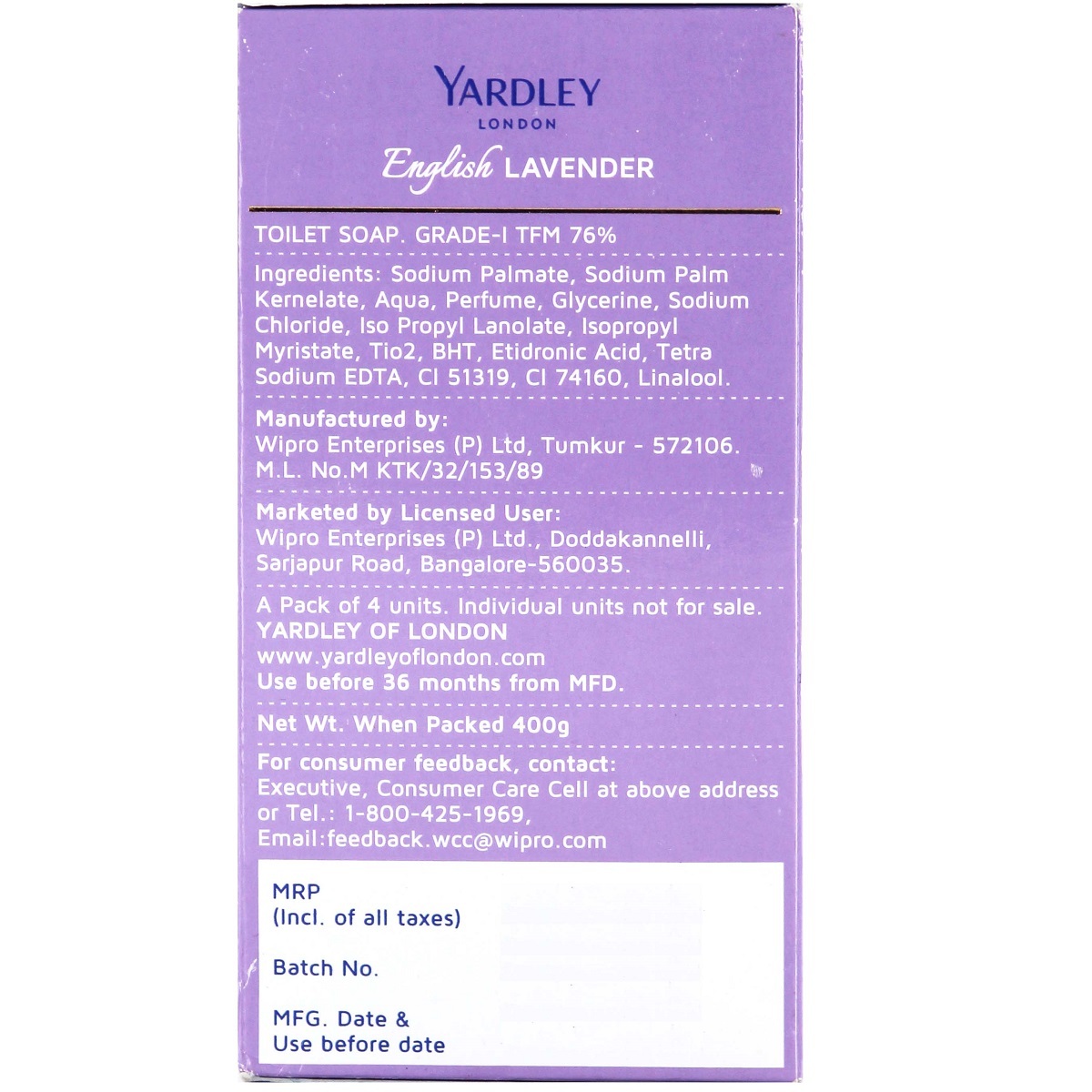 Yardley Soap English Lavender 100g 3's