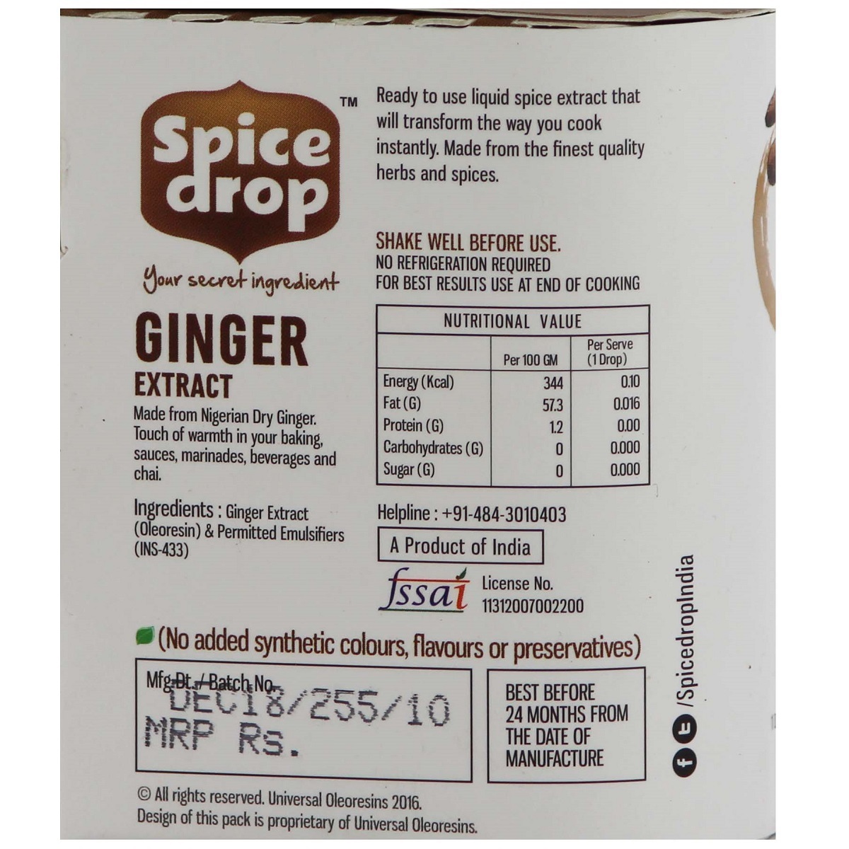 Spice Drop Ginger Drop 5ml