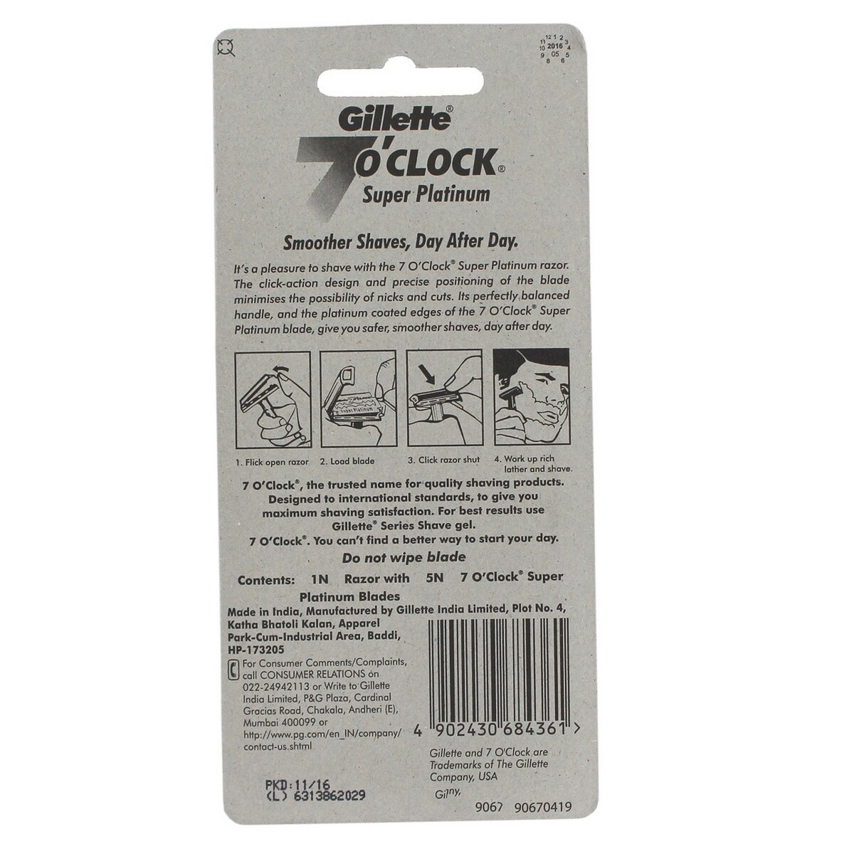 Gillette Razor 7 O'Clock Super Platinum