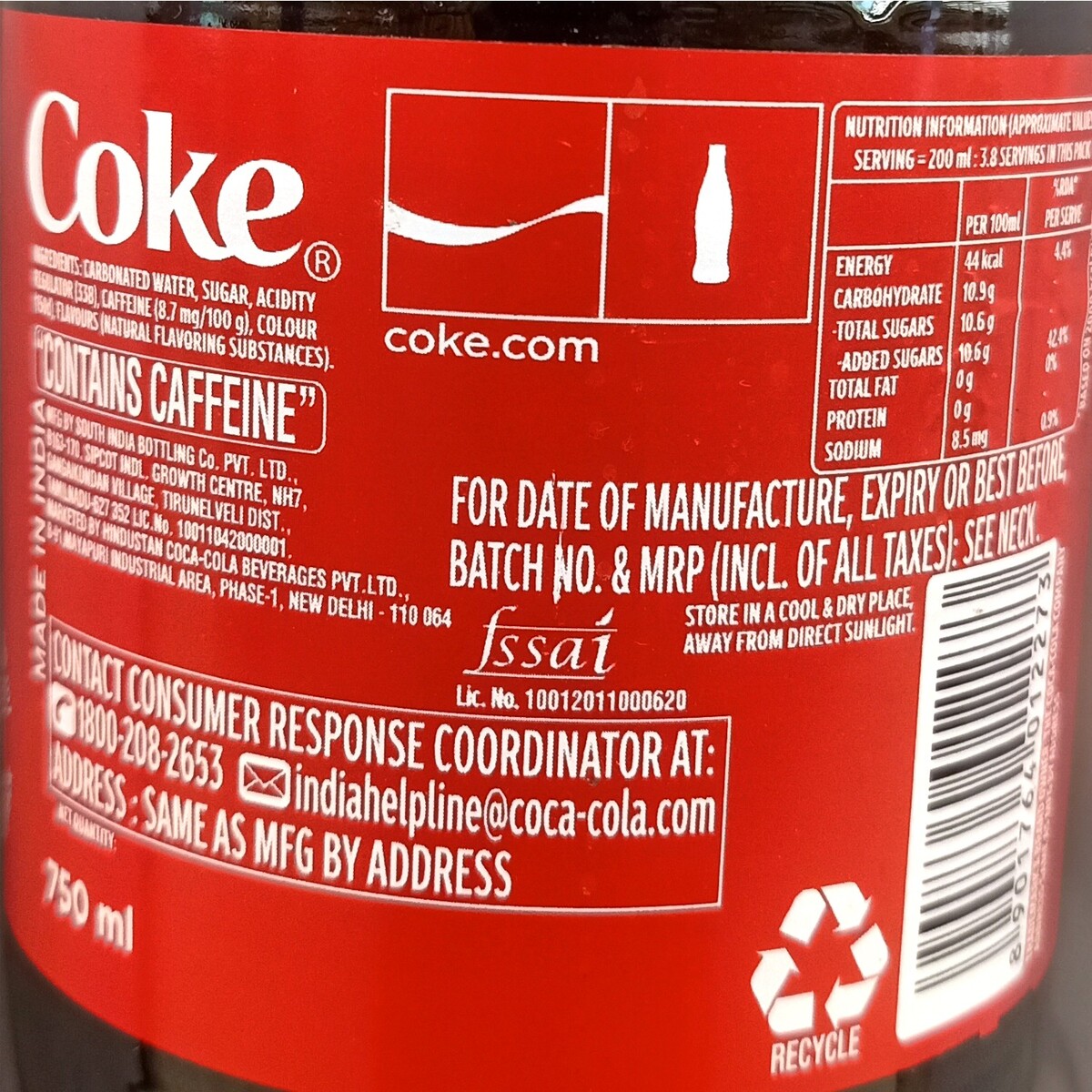 Coca Cola Pet 750ml