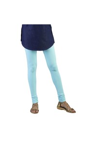 Twin Birds Women Solid Colour Churidar Legging with Signature Wide Waistband - Aqua Marine