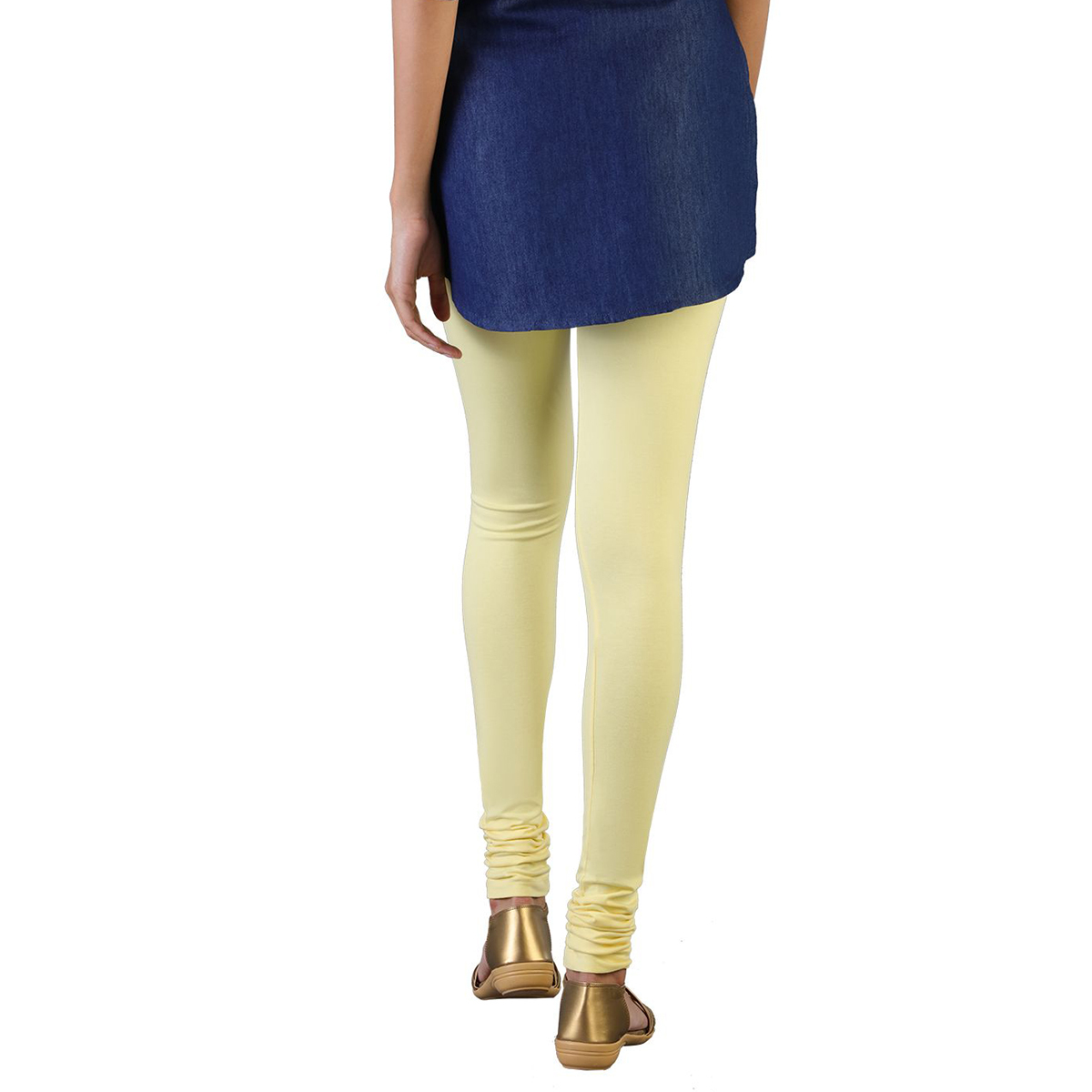 Twin Birds Women Solid Colour Churidar Legging with Signature Wide Waistband - Citron Yellow