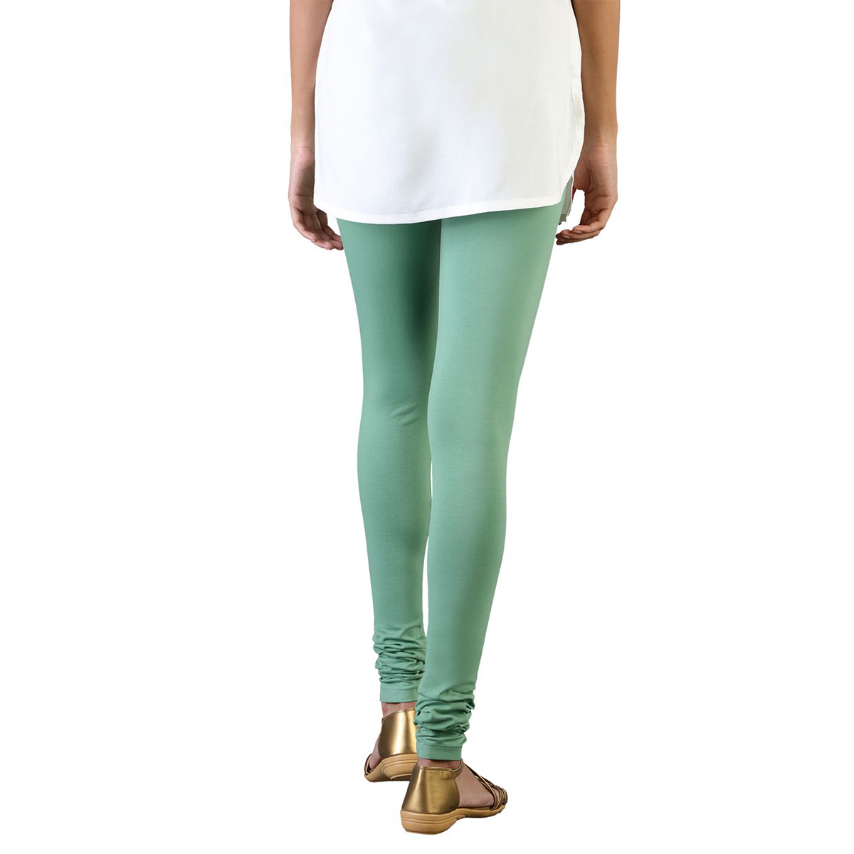 Twin Birds Women Solid Colour Churidar Legging with Signature Wide Waistband - Mint Olive