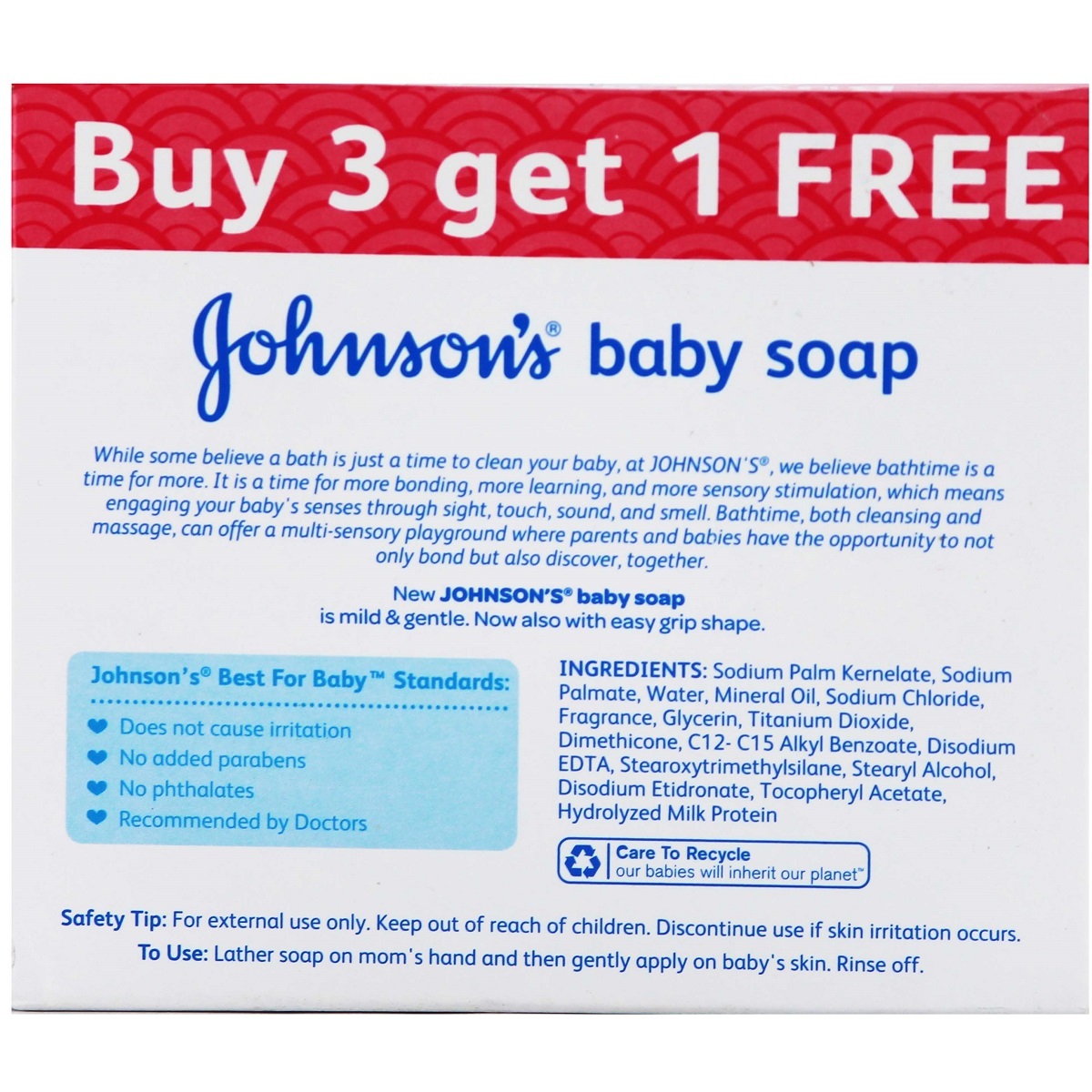 Johnson & Johnson Baby Soap 100g 3+1Free