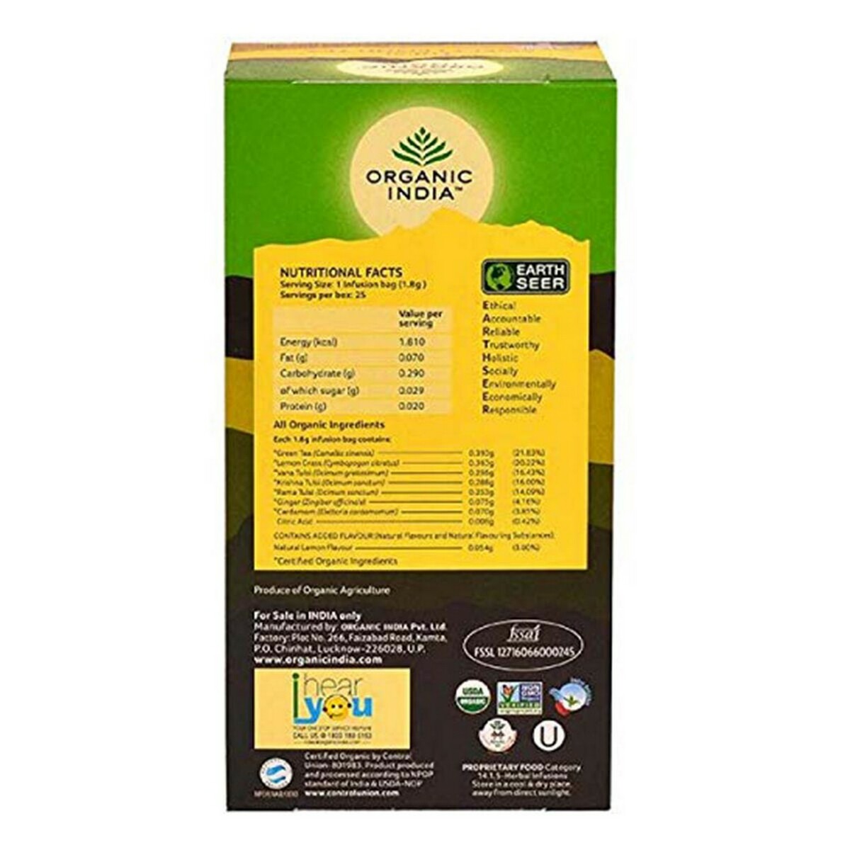 Organic India Tulsi Sweet Lemon Tea Bag 18's