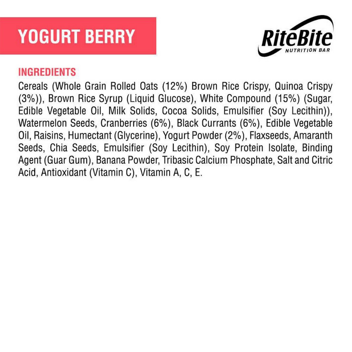 Rite Bite Merry Berry Nutrition Bar 35g