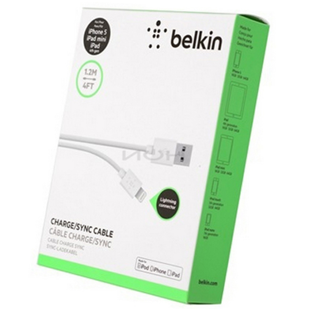 Belkin Lightning to USB ChargeSync Cable (F8J023BT04-WHT)