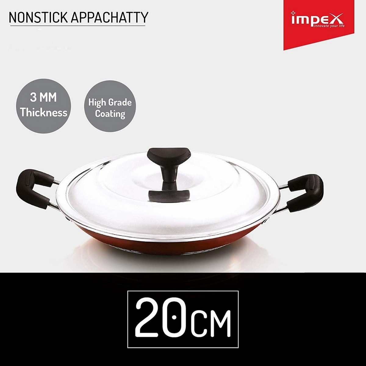 Impex Non Stick Appachatty With Lid iac 2030