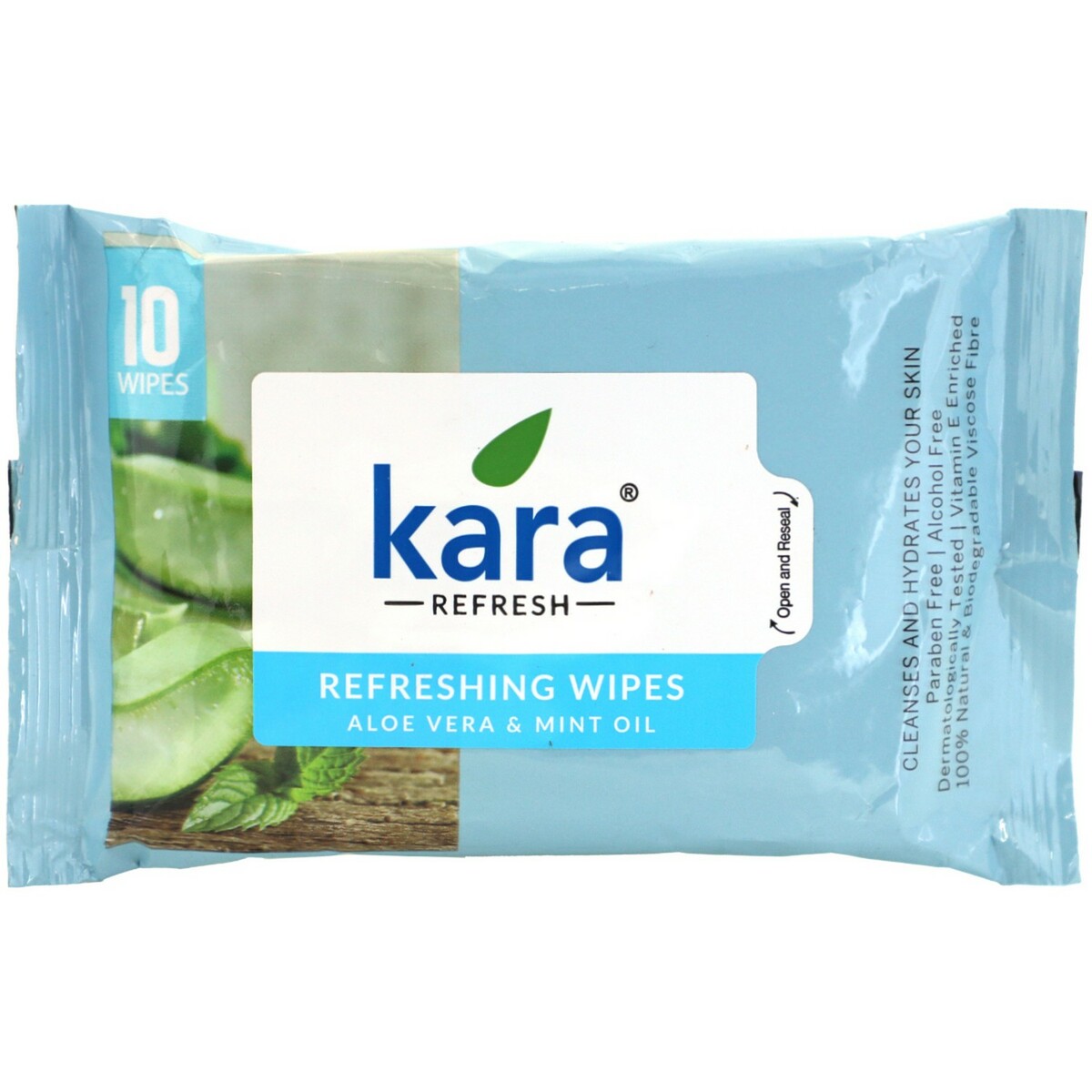 Kara Refreshing Wipes Aloevera + Mint Oil 10's