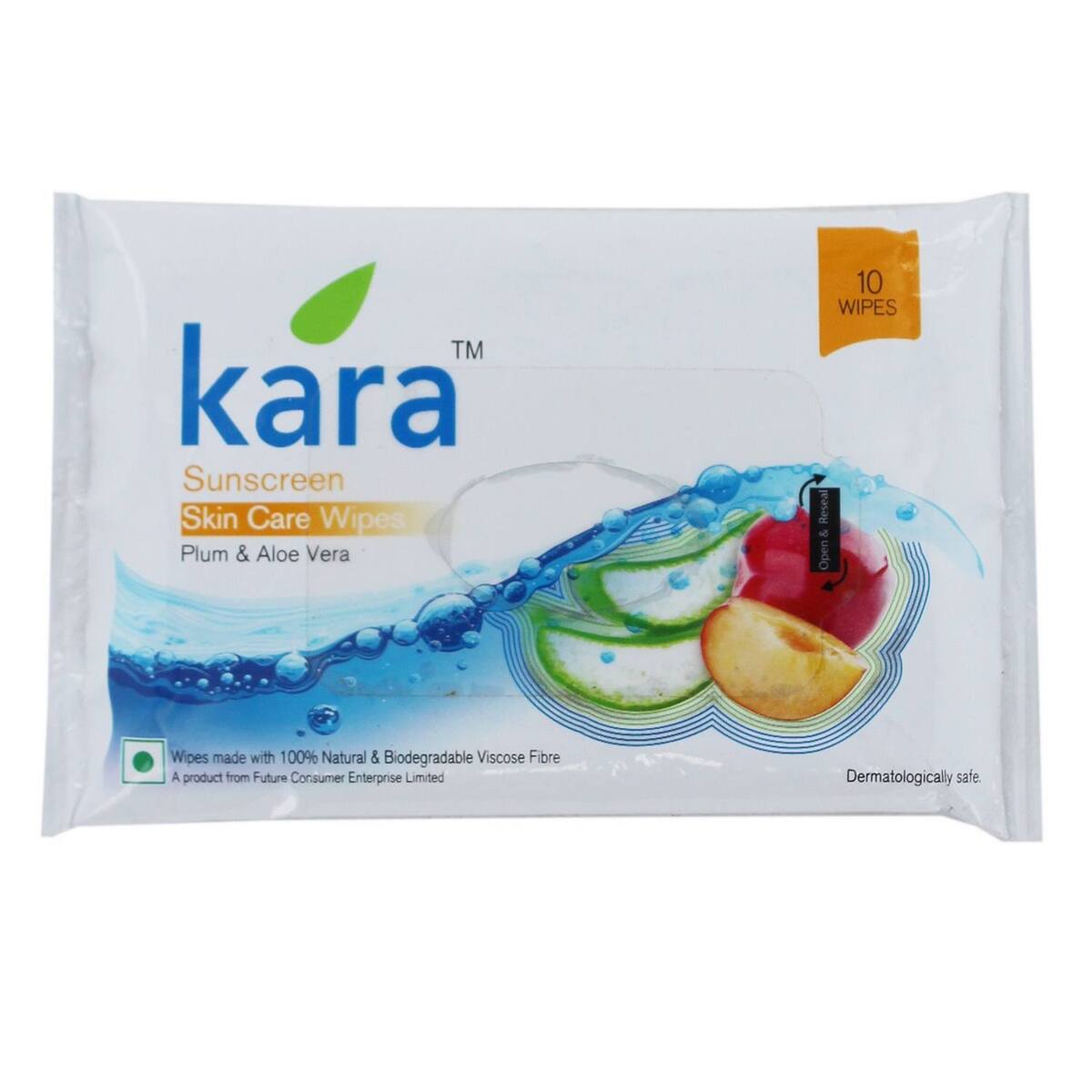 Kara Sunscreen Wipes Aloevera + Plum 10's