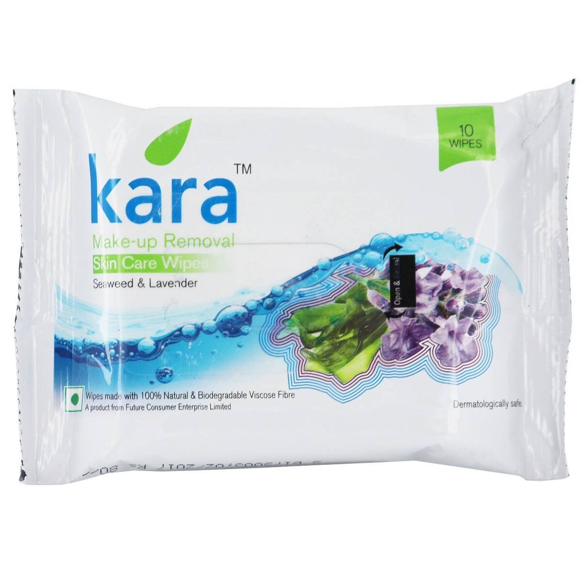 Kara Makeup Removal Wipes Seaweed & Lavender 10pcs