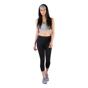 Twinbirds Women Capri Length Legging with Signature Wide Waistband - Carbon Black- Size - Triple Extra Large