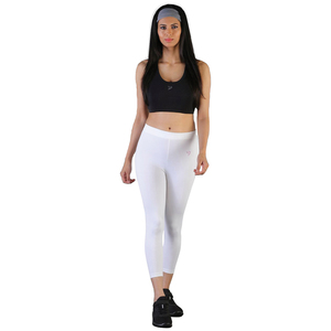 Twinbirds Women Capri Length Legging with Signature Wide Waistband - Pearl White- Size - Small