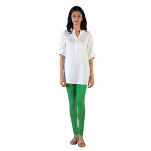 Twin Birds Women Solid Colour Churidar Legging with Signature Wide Waistband - Green Grass- Size - Extra Large