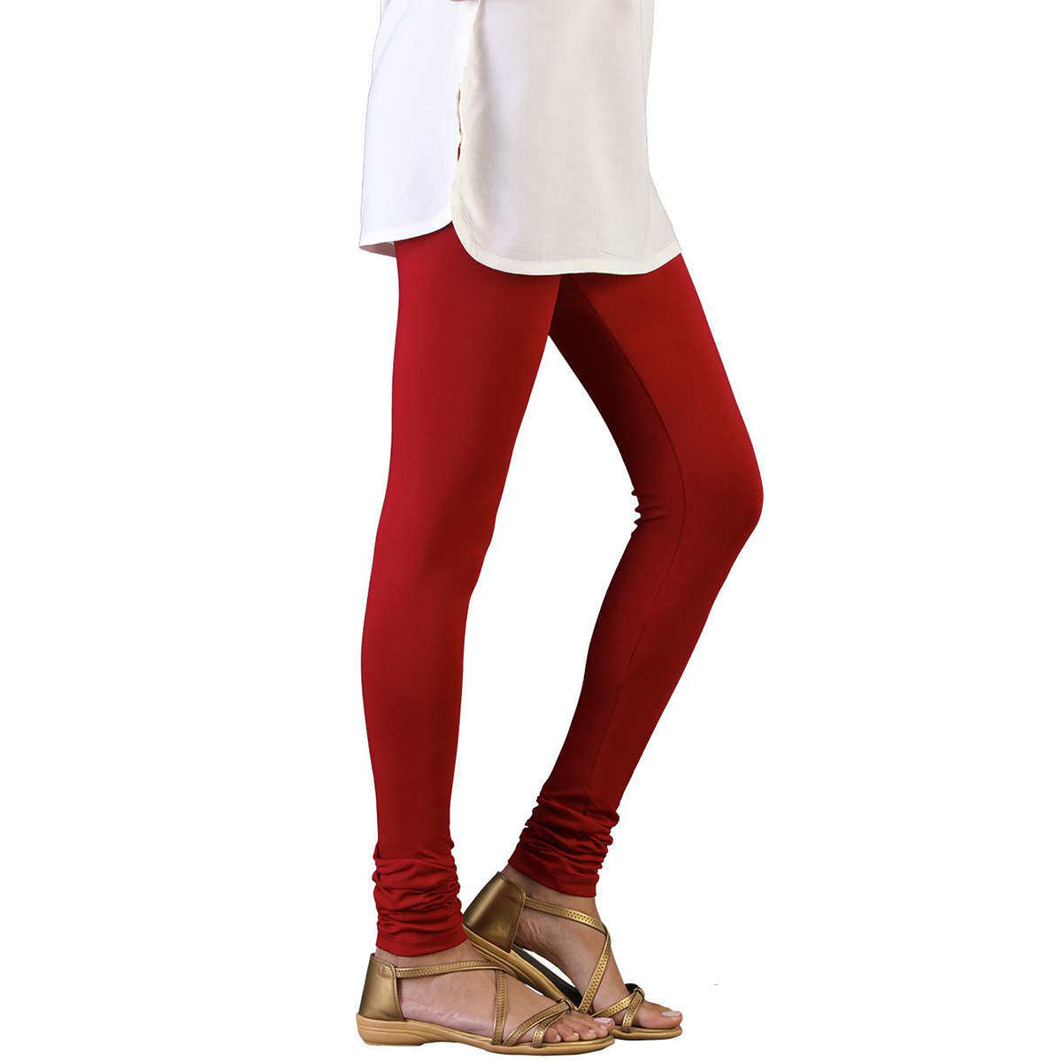 Twin Birds Women Solid Colour Churidar Legging with Signature Wide Waistband - La Burgandy- Size - Double Extra Large