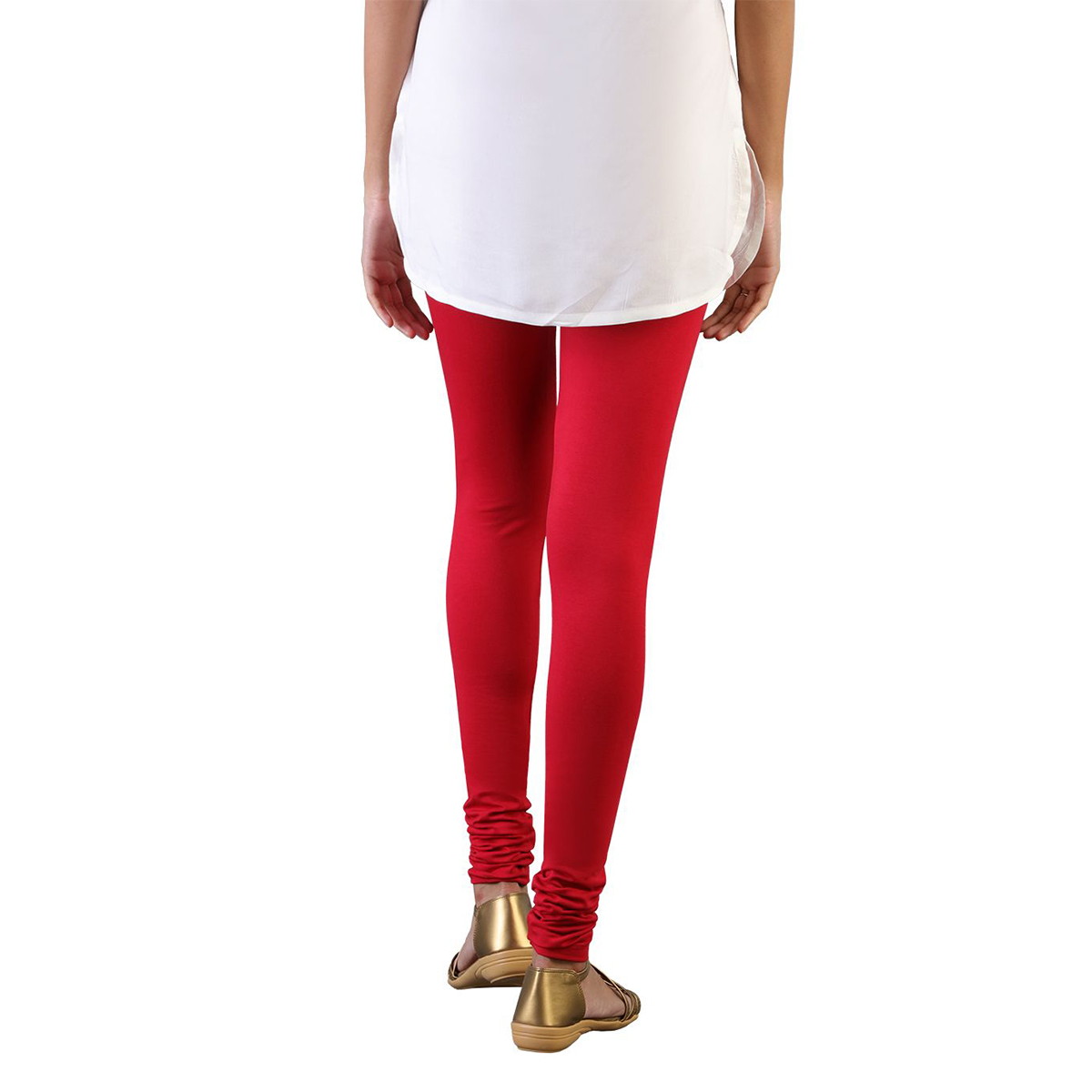 Twin Birds Women Solid Colour Churidar Legging with Signature Wide Waistband - Lava Red- Size - Extra Large