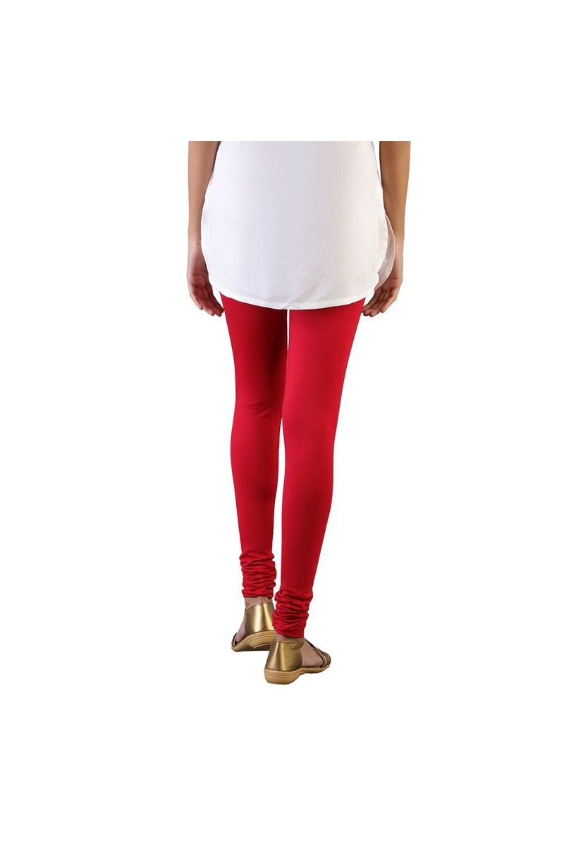 Twin Birds Women Solid Colour Churidar Legging with Signature Wide Waistband - Lava Red- Size - Double Extra Large