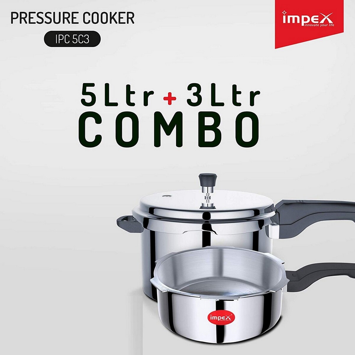Impex Pressure Cooker IPC5C3 5 Ltr + 3 Ltr Combo