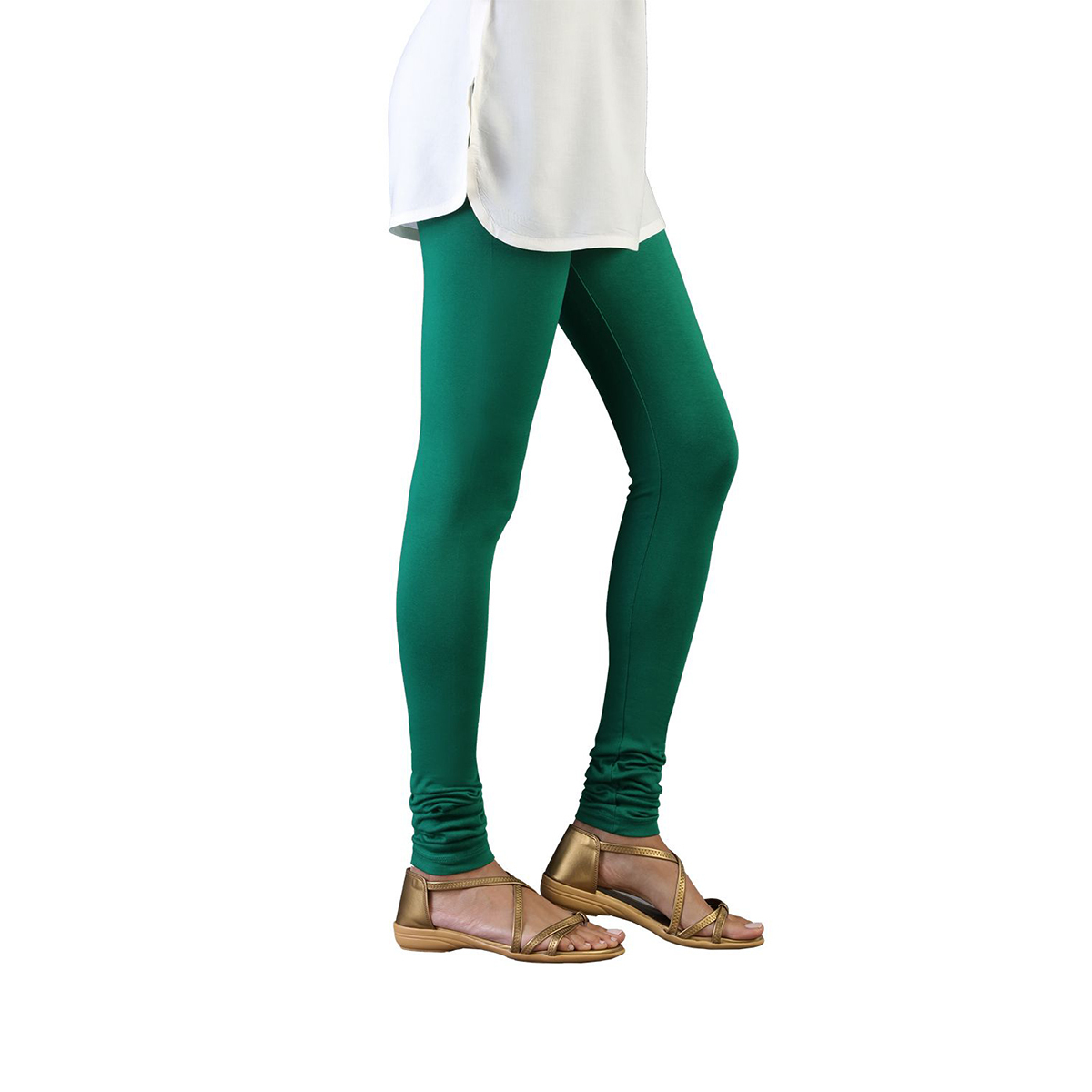 Twin Birds Women Solid Colour Churidar Legging with Signature Wide Waistband - New Leaf