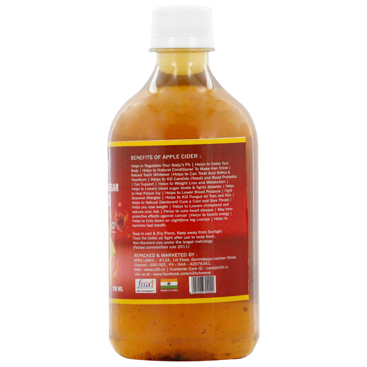 N2H Apple Cider Vinegar Filtered 500ml